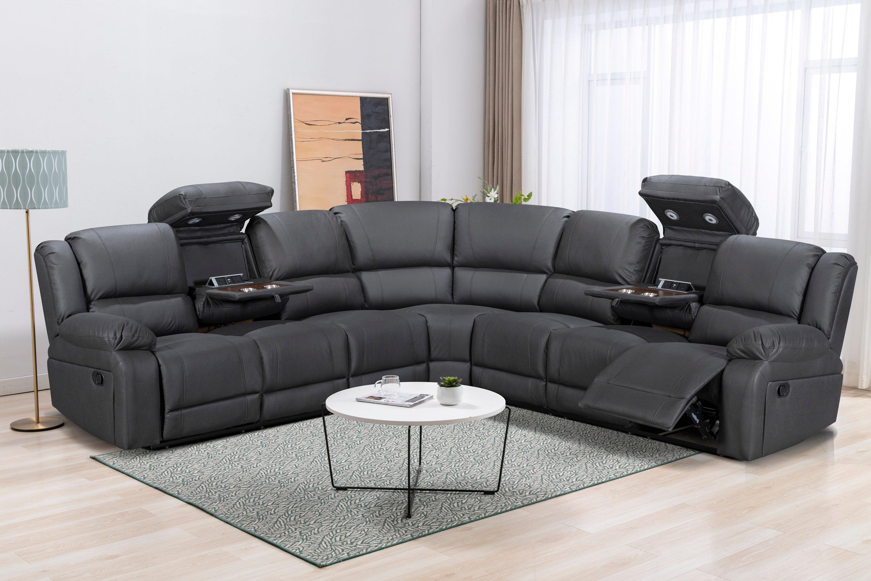 Brody Suede Fabric Corner Recliner Sofa - Image 2
