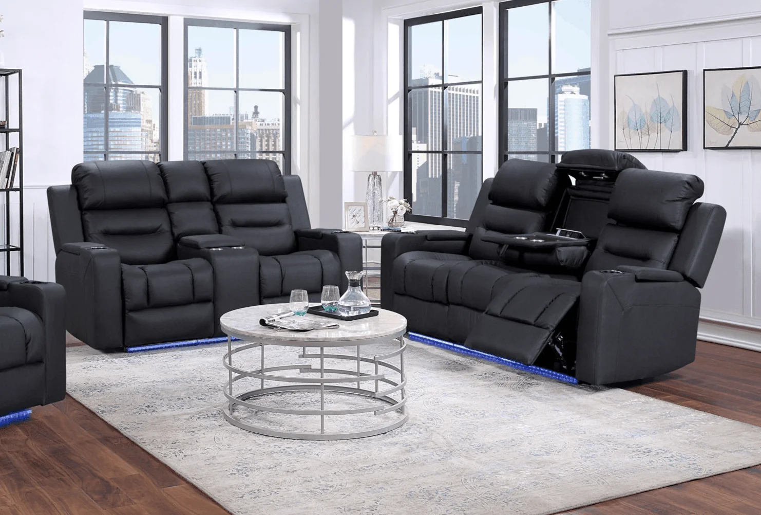 Boston 3+2 Electric Dual Motor Black Recliner Package - Image 5
