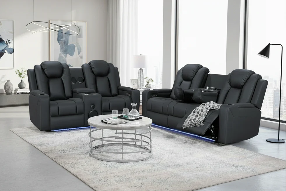 Breeze 3+2 Black Electric Recliner Package