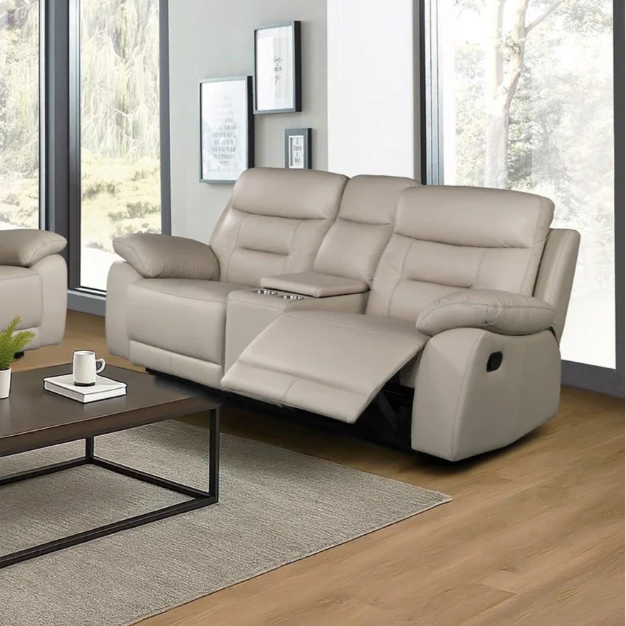 Lemington 2 Seater Leather Recliner Lounge - Image 3