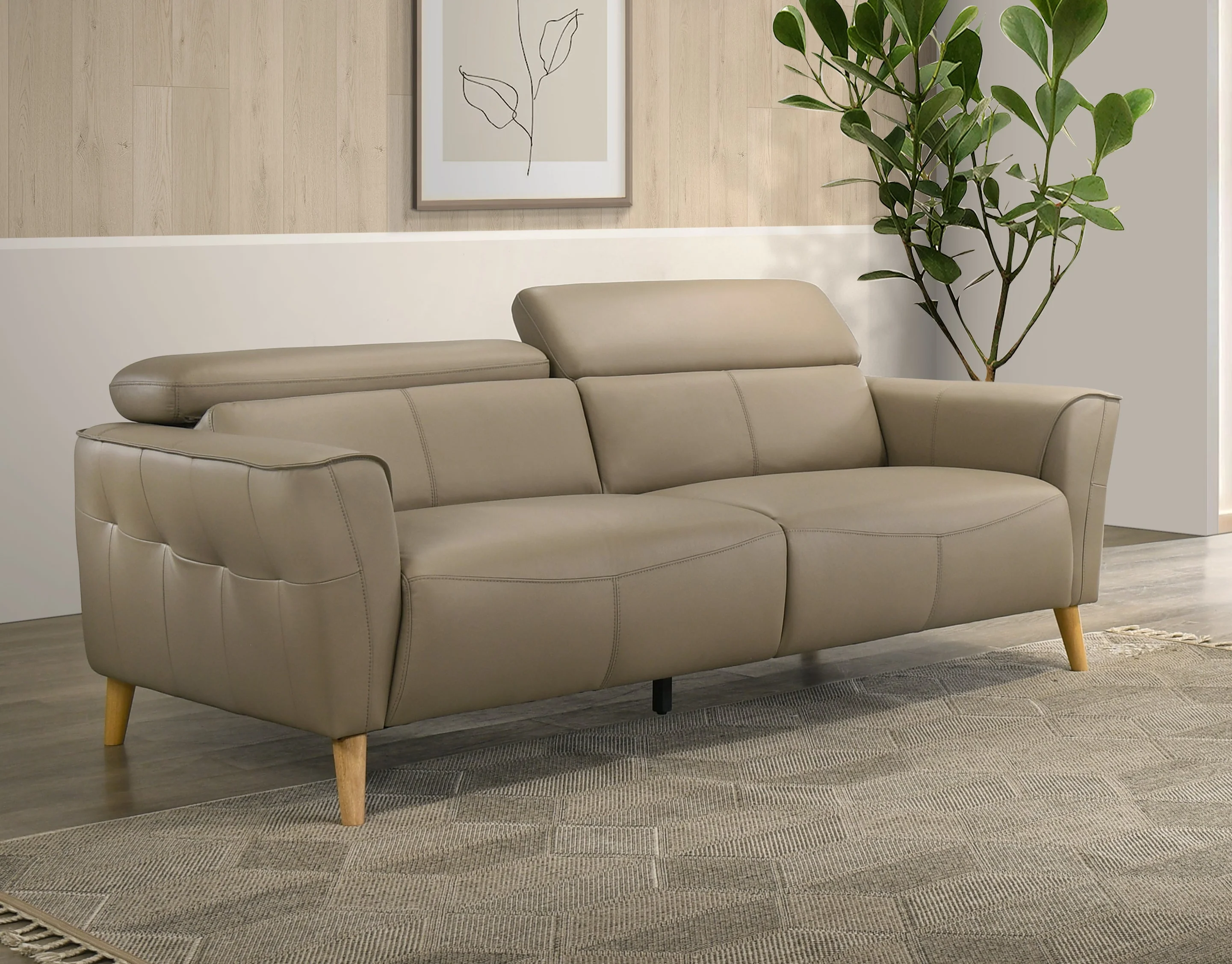 Penelope 3 Seater Leather Lounge - Image 2