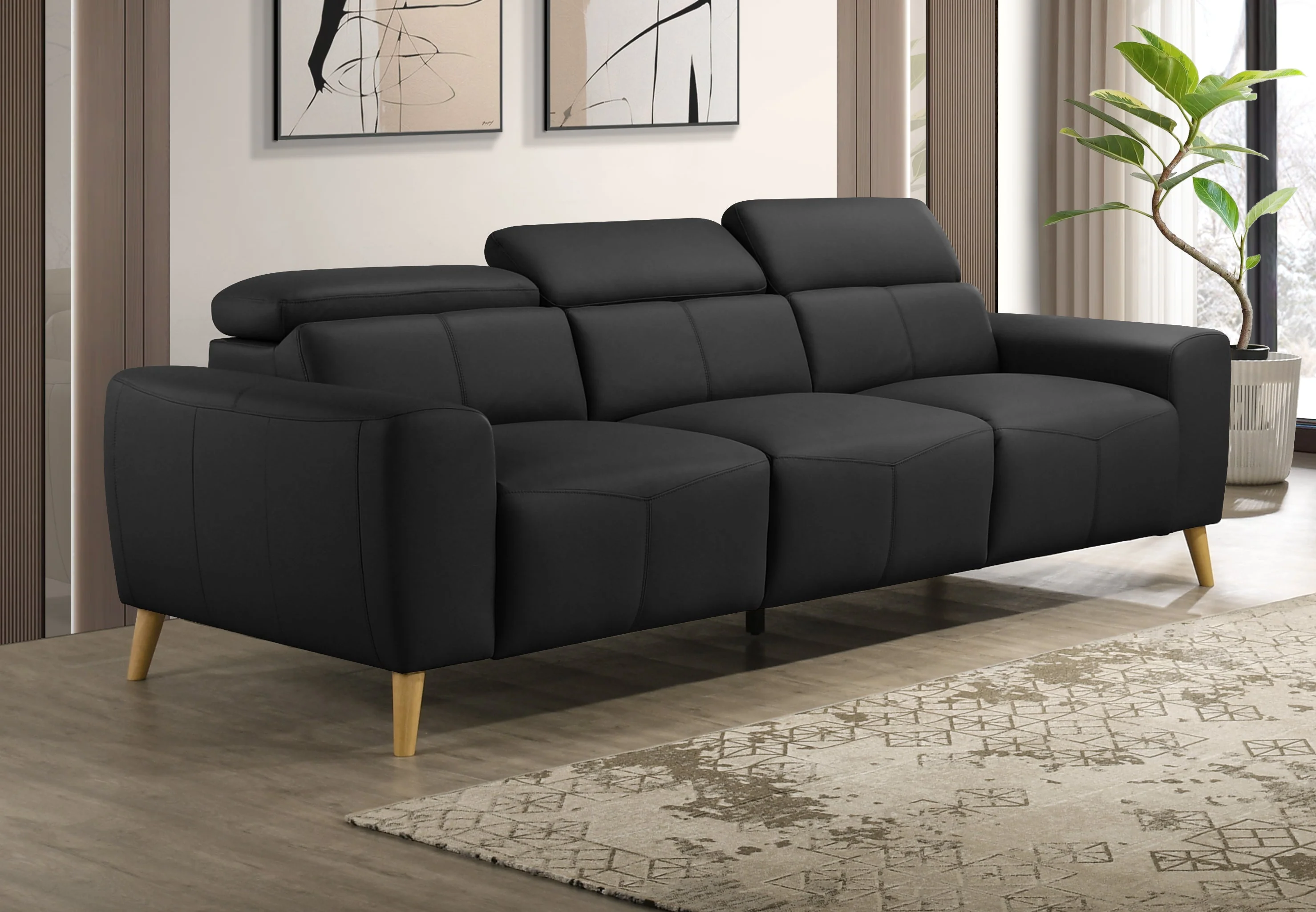 Percy 3 Seater Leather Lounge - Image 2